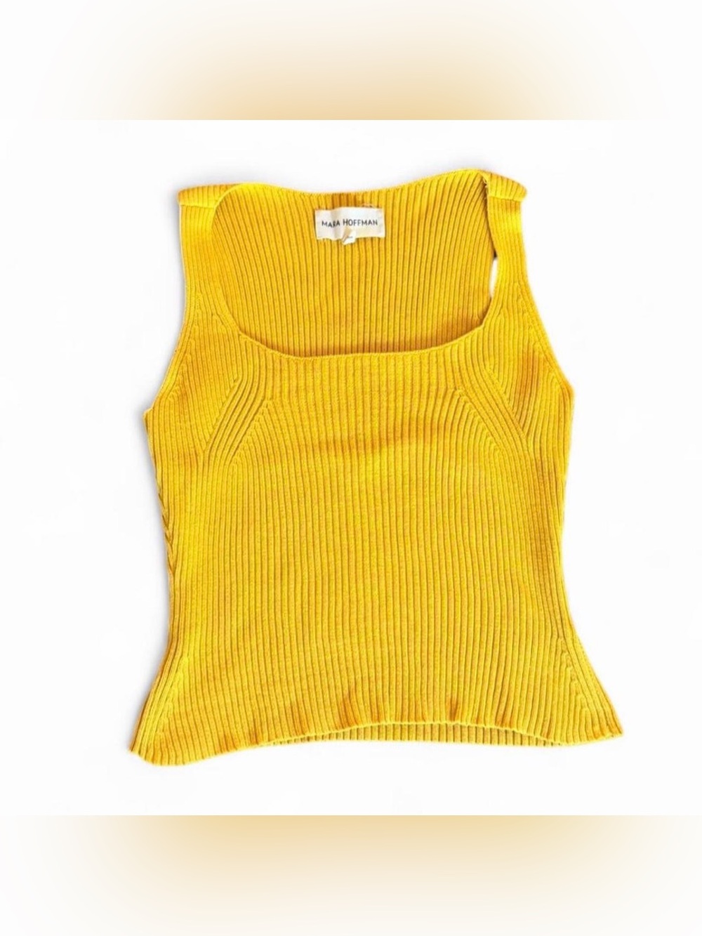 Mara Hoffman marigold yellow ribbed knit square neck tank top M